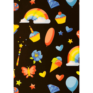 Cadeaupapier Rainbow Zwart