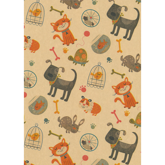 Cadeaupapier Happy Pets Kraft