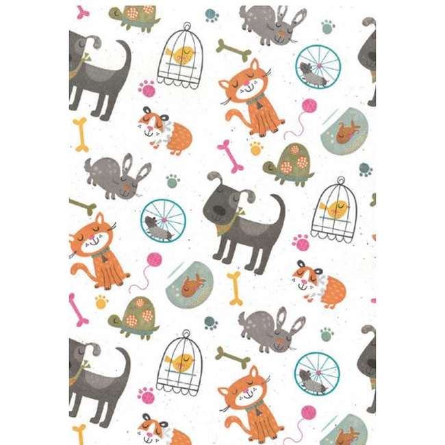 Cadeaupapier Happy Pets Wit