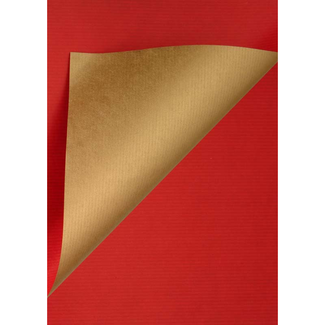 Cadeaupapier Kraft Rood/Goud