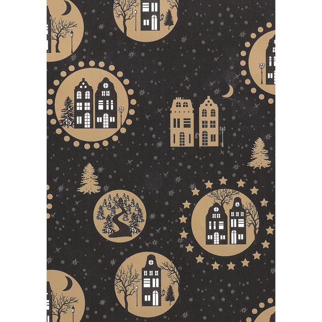 Cadeaupapier Pakjesavond Zwart