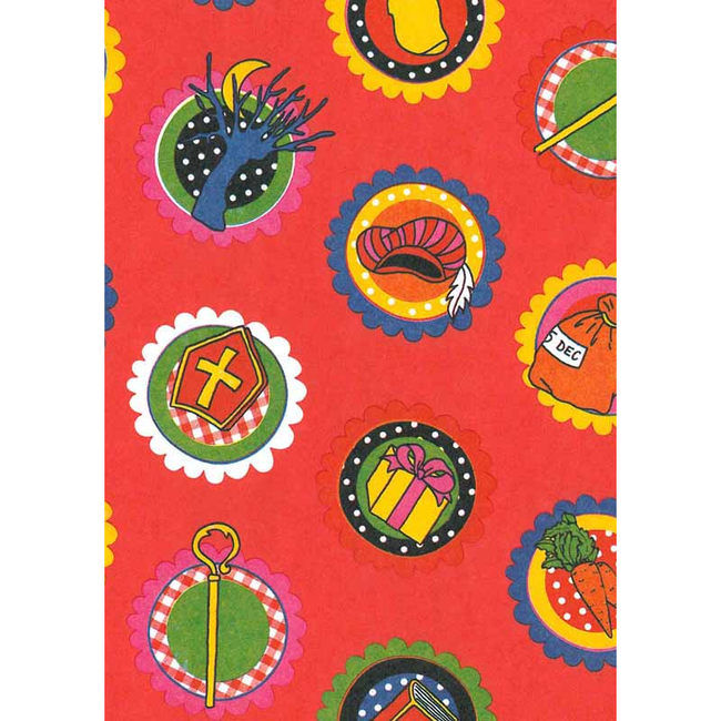 Cadeaupapier Sint Circles Rood