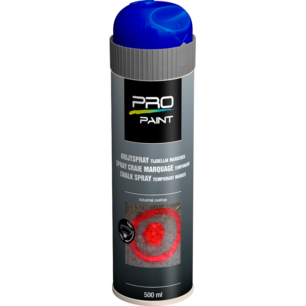 Pro-Paint Pro-Paint Krijtspray Fluor Blauw 500 ml voor goed zichtbare tijdelijke markeringen