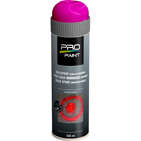 Pro-Paint Pro-Paint Krijtspray Fluor Roze 500 ml voor opvallende tijdelijke markeringen