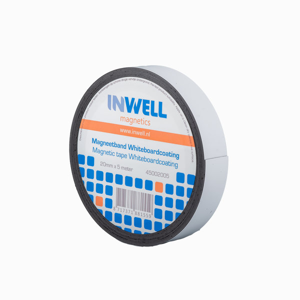 Inwell Inwell Magneetband met Whiteboardcoating 20 mm, droog uitwisbaar