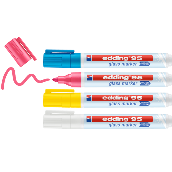 Edding Edding 95 Glass Marker – Dekkende kleuren, UV-fluorescerend, 1,5–3 mm punt | De Markeringshop