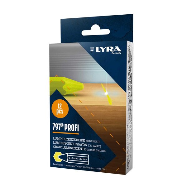 Lyra Lyra Profi 797 fluorescerend merkkrijt fluor geel voor optische scansystemen, 12 stuks