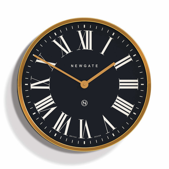 Newgate Number Five Wall Clock Black Red Hands