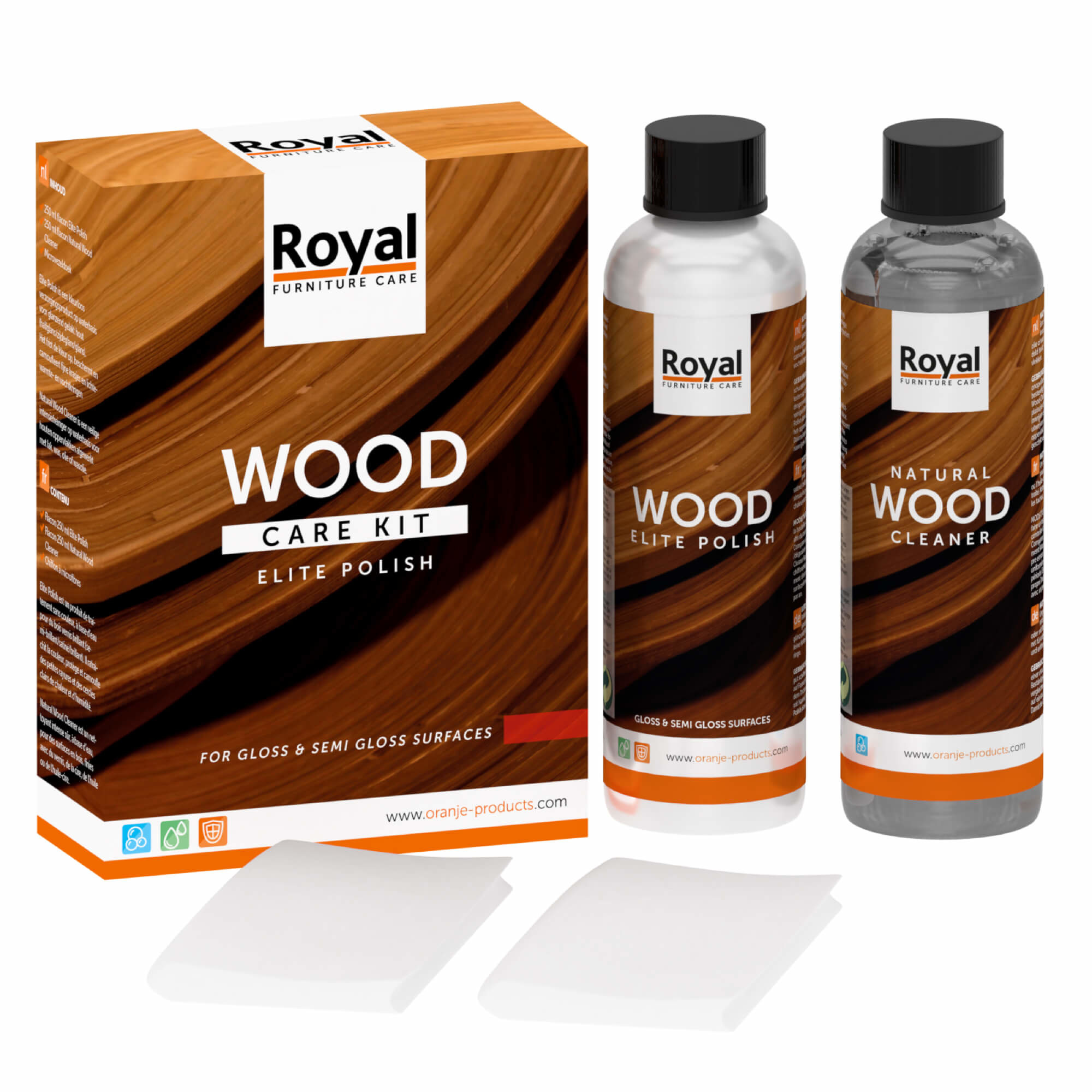 Oranje Furniture Care Wood Elite Polish en cleaner kit 2x75ml