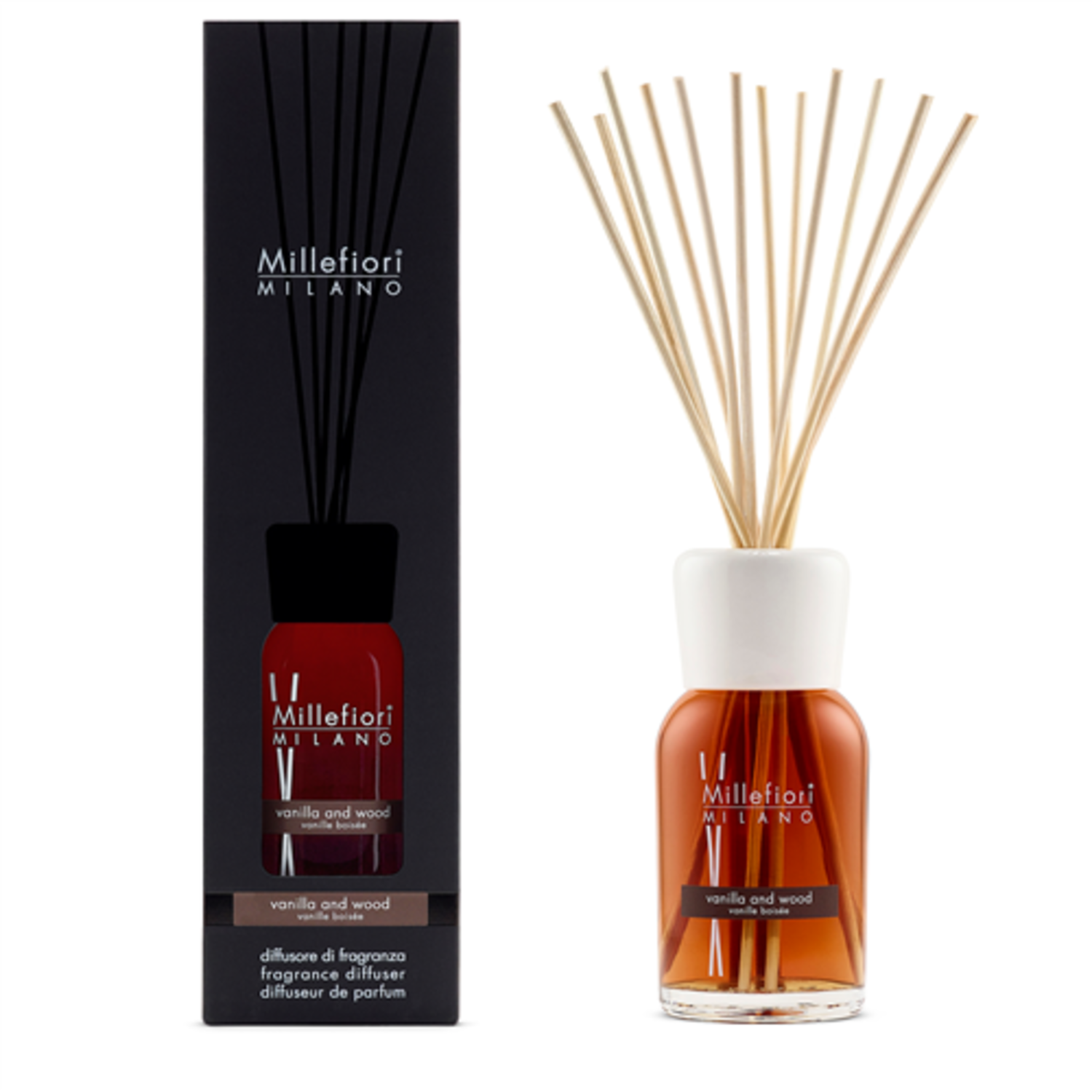 Millefiori Fragrance sticks 500ml Vanilla & Wood