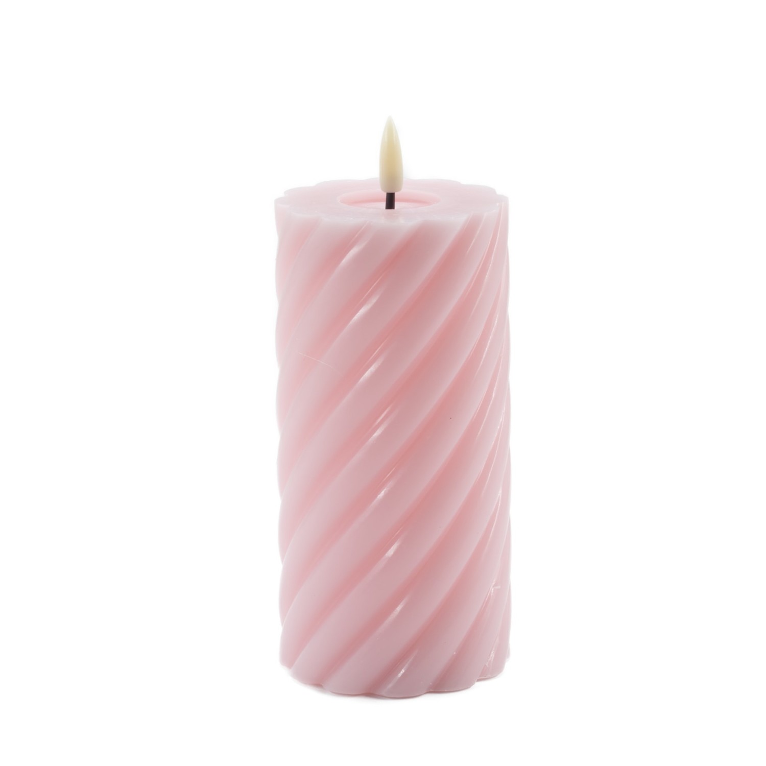 swirl led candle light pink 15x7.5cm 