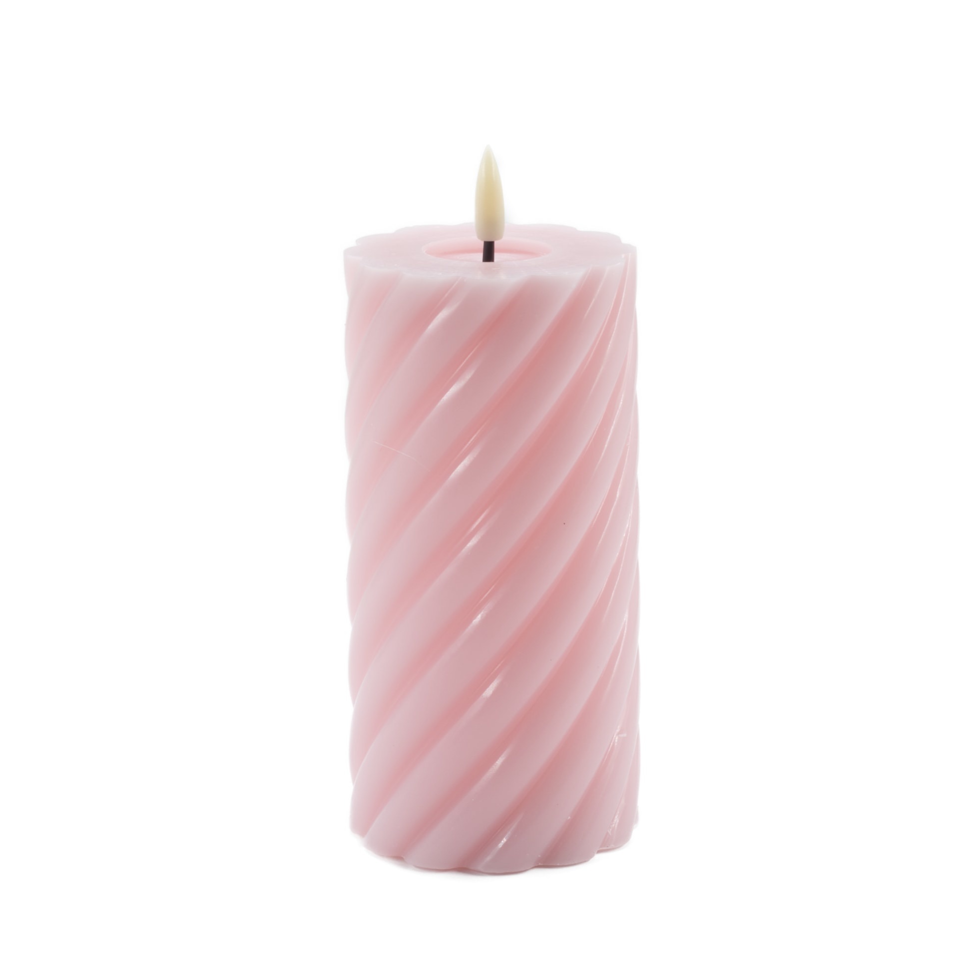 Mansion atmosphere swirl led kaars licht roze 15x7,5cm
