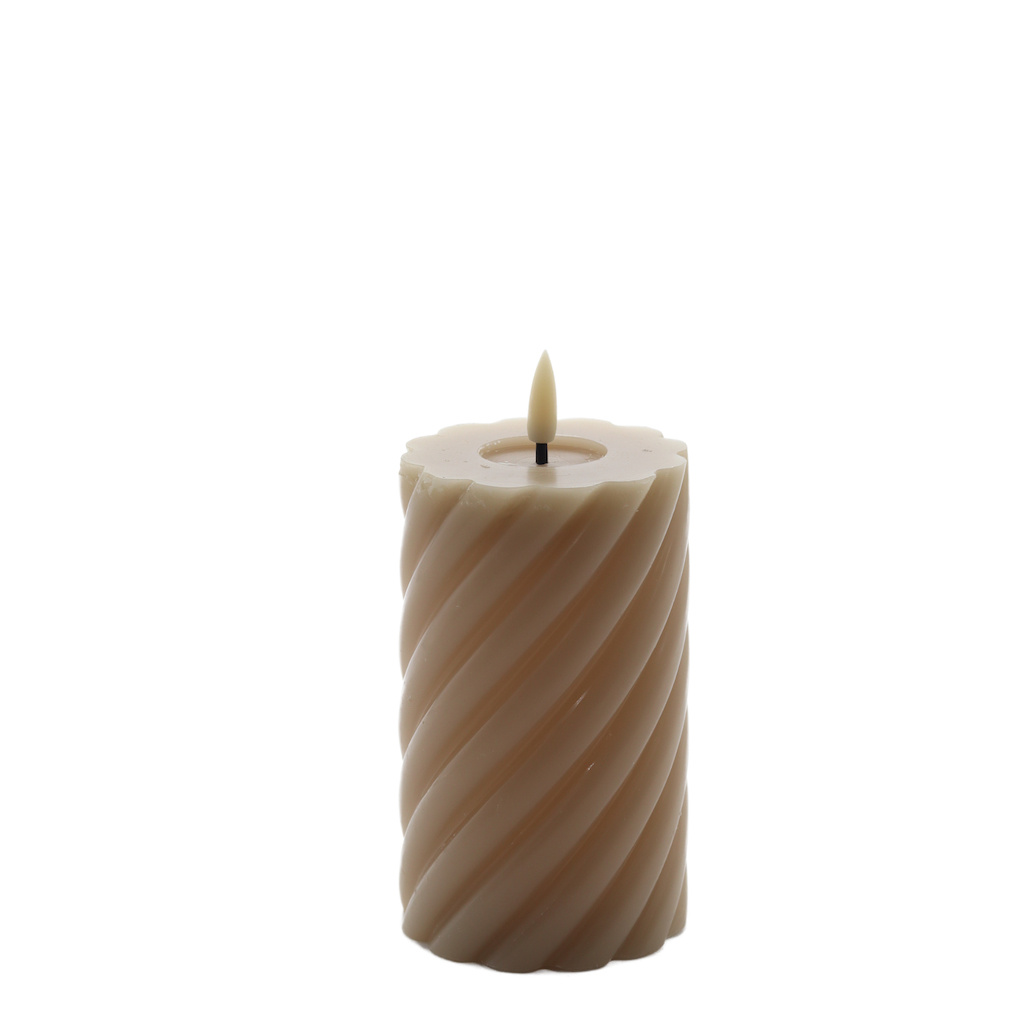 Mansion atmosphere swirl led kaars rustic sand 12,5x7,5cm