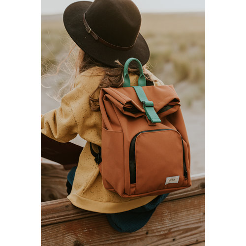 Dusq Dusq | Mini bag | Canvas | Sunset cognac + Forest green Dusq Dusq | Mini bag | Canvas | Sunset cognac + Forest green