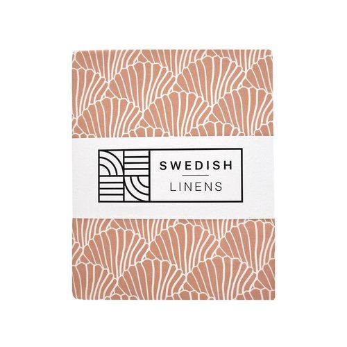 Swedish Linens Swedish Linens | Seashells Terracotta Pink | 60x120 hoeslaken ledikant formaat