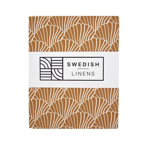 Swedish Linens Swedish Linens | Seashells Cinnamon brown | 90x200 hoeslaken 1-persoons