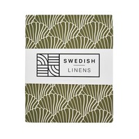 Swedish Linens | Seashells Olive green | 90x200 hoeslaken 1-persoons