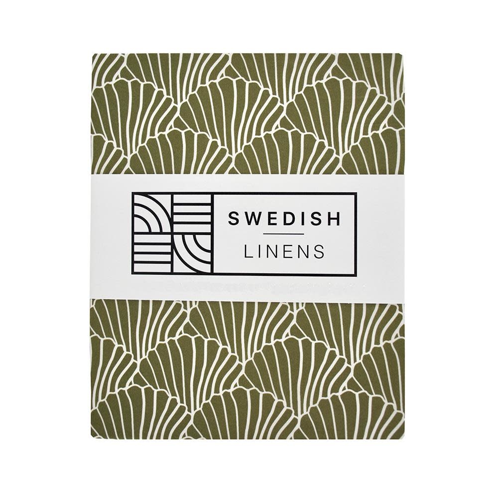 spijsvertering evenwicht Vernederen Swedish Linens | Seashells Olive green | 90x200 hoeslaken 1-persoons - Bij  en Mus