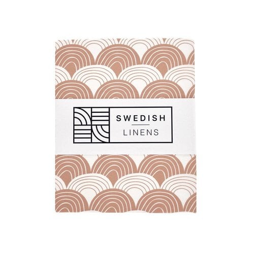 Swedish Linens Swedish Linens | Rainbows Terracotta Pink | 60x120 hoeslaken ledikant formaat