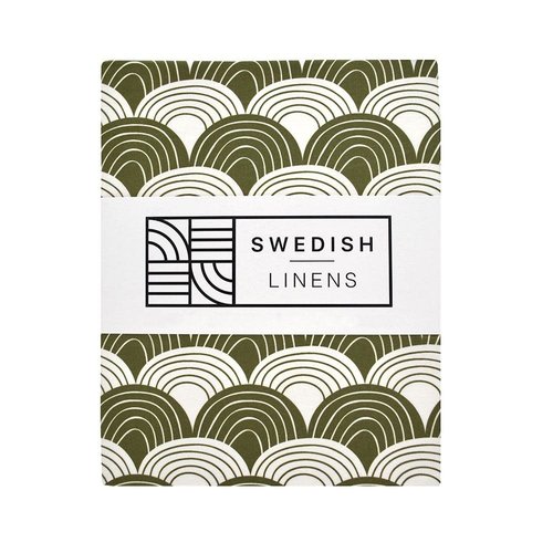 Swedish Linens Swedish Linens | Rainbow Olive green | 60x120 hoeslaken ledikant formaat Swedish Linens Swedish Linens | Rainbow Olive green | 60x120 hoeslaken ledikant formaat