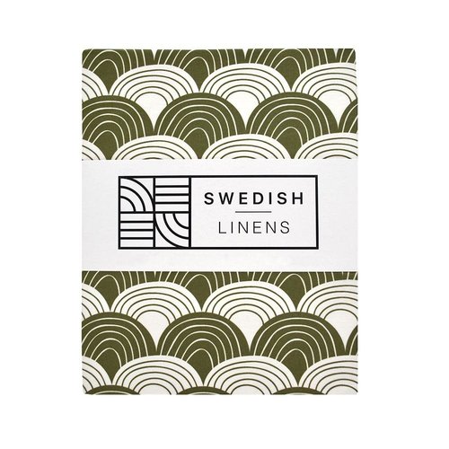 Swedish Linens Swedish Linens | Rainbow Olive green | 60x120 hoeslaken ledikant formaat