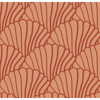 Swedish Linens | Seashells Terracotta Pink + Burgundy | 90x200 hoeslaken 1-persoons
