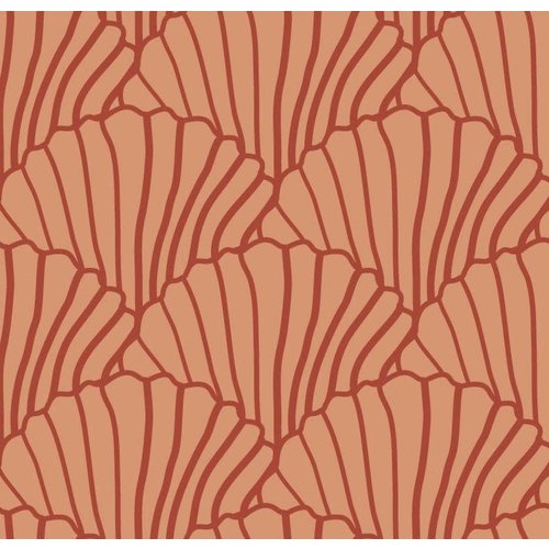 Swedish Linens Swedish Linens | Seashells Terracotta Pink + Burgundy | 90x200 hoeslaken 1-persoons Swedish Linens Swedish Linens | Seashells Terracotta Pink + Burgundy | 90x200 hoeslaken 1-persoons