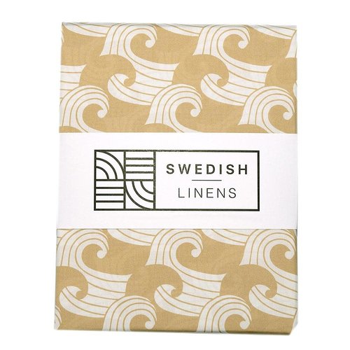 Swedish Linens Swedish Linens | Waves Warm Sand | 90x200 hoeslaken 1-persoons Swedish Linens Swedish Linens | Waves Warm Sand | 90x200 hoeslaken 1-persoons