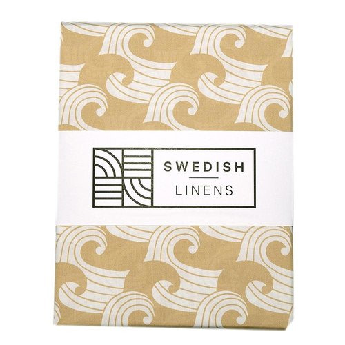 Swedish Linens Swedish Linens | Waves Warm Sand | 90x200 hoeslaken 1-persoons