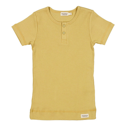 MarMar MarMar | Plain Tee rib t-shirt met knoopjes | 0211 Hay MarMar MarMar | Plain Tee rib t-shirt met knoopjes | 0211 Hay