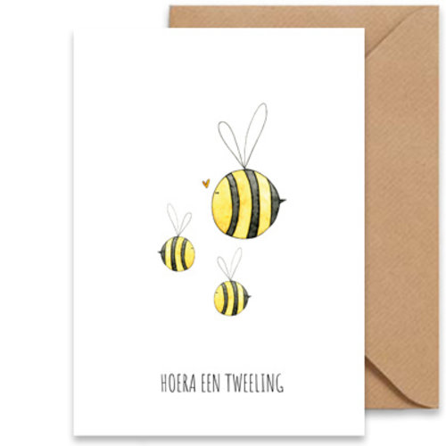 Overig Juulz illustrations | Wenskaart A6 enkel met kraft enveloppe | Geboorte