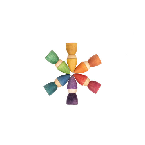 Grapat Grapat | Rainbow Tomtens | Set van 6 houten kabouters Grapat Grapat | Rainbow Tomtens | Set van 6 houten kabouters