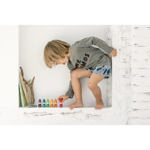 Grapat Grapat | Rainbow Tomtens | Set van 6 houten kabouters