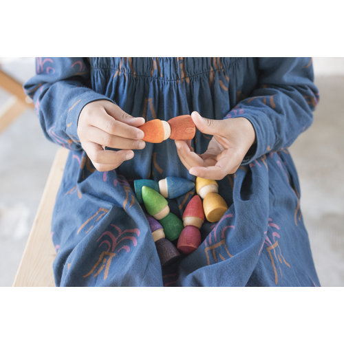 Grapat Grapat | Rainbow Tomtens | Set van 6 houten kabouters