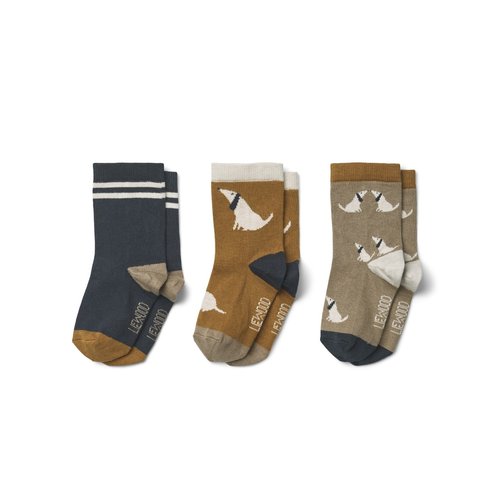 Liewood Liewood | Silas socks 3-pack | Dog Oat Liewood Liewood | Silas socks 3-pack | Dog Oat