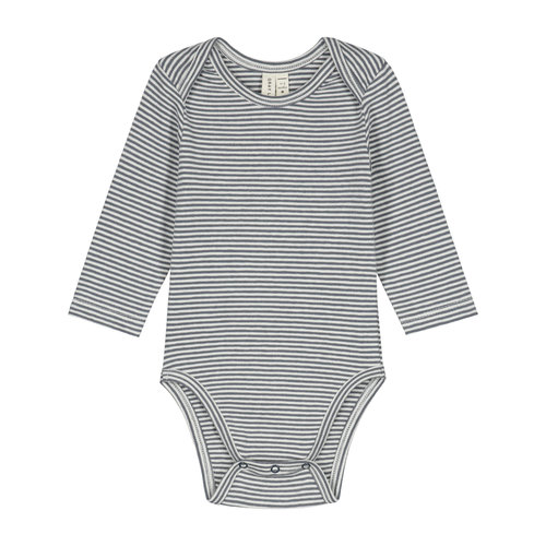 Gray Label Gray Label | Baby Onesie LS | Romper Blue Grey / Cream Gray Label Gray Label | Baby Onesie LS | Romper Blue Grey / Cream