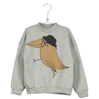 Lotie Kids | Big Bird hat sweater | Grey Melange