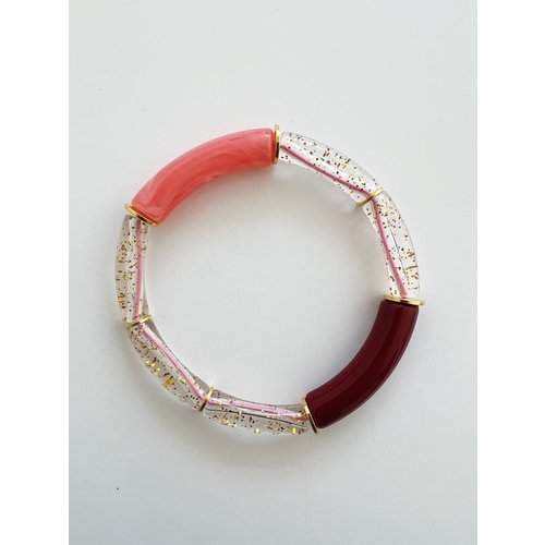 ByMelo ByMelo | Glitter armband tube | Bordeaux / roze