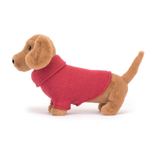 Jellycat Jellycat | Sweater Sausage Dog pink | Teckel knuffel