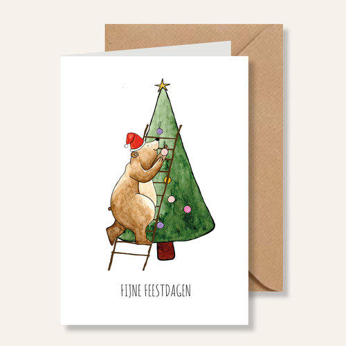 Juulz Juulz illustrations | Kerstkaart A6 enkel met kraft enveloppe