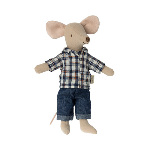 Maileg Maileg | Dad mouse | Papa muis met geblokte blouse Maileg Maileg | Dad mouse | Papa muis met geblokte blouse