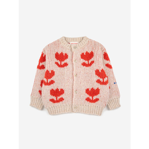 Bobo Choses Bobo Choses | Retro Flowers jacquard cardigan | Beige Bobo Choses Bobo Choses | Retro Flowers jacquard cardigan | Beige