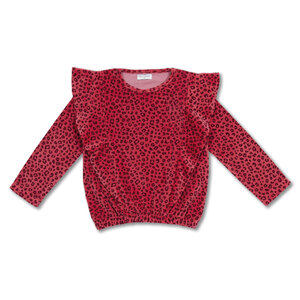 Petit Blush Petit Blush | Ruffle Sweater Velour | Red Leopard