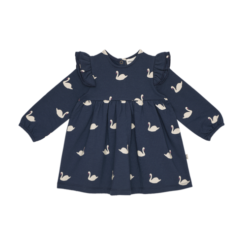 House of Jamie House of Jamie | Baby Ruffled Dress | Classic Blue Swans House of Jamie House of Jamie | Baby Ruffled Dress | Classic Blue Swans