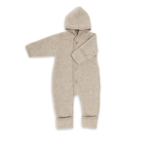 Engel Natur Engel Natur | Hooded Overall | Onesie van wol | Sand melange