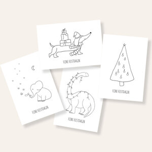Juulz Juulz | Kerst tekenkaarten | Set van 4 kaarten + enveloppen