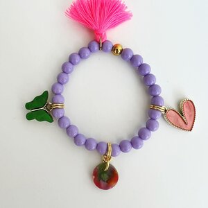 ByMelo ByMelo | Armband paars | Vlinder + hartje