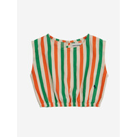 Bobo Choses | Vertical Stripes woven top | Orange + green