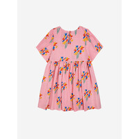 Bobo Choses | Fireworks flounce sleeves woven dress | Pink