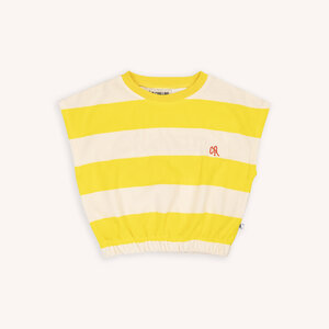 CarlijnQ CarlijnQ | Balloon top with embroidery | Stripes yellow